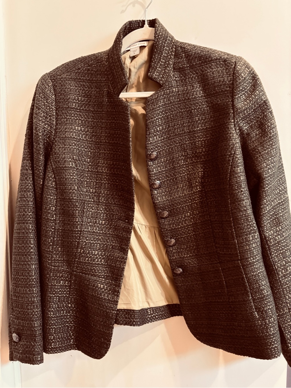 Coldwater Creek Green/gold fleck  Tweed Button-Front Blazer